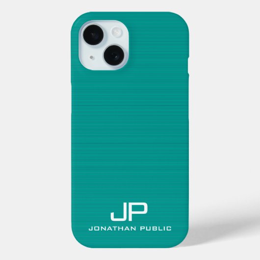 Moderne Monogram Sjabloon Blauwgroen Blauw Groene Case-Mate iPhone Case (Achterkant)