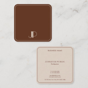 Moderne Monogram Sjabloon Luxe Elegante Terracotta Vierkante Visitekaartje