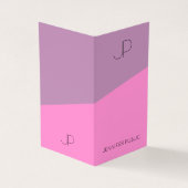 Moderne monogram Sjabloon Paars roze Visitekaartjes (Buitenkant)