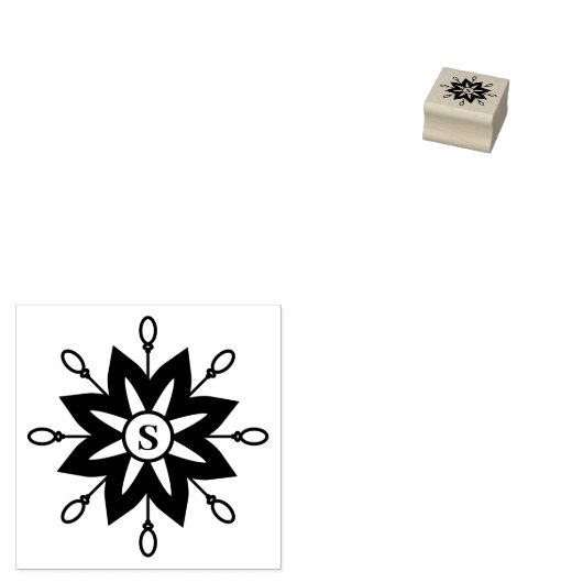 Moderne Monogram Snowflake Winter Christmas Initia Rubberstempel (Gestempeld)