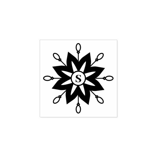 Moderne Monogram Snowflake Winter Christmas Initia Rubberstempel (Afrduk)