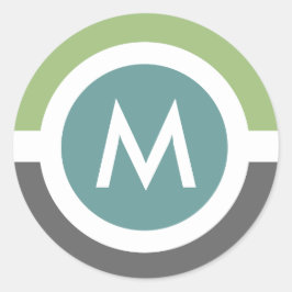 Moderne Monogram Sticker - Grijs/Groen