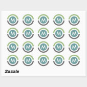 Moderne Monogram Sticker - Grijs/Groen (Vel)