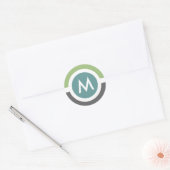 Moderne Monogram Sticker - Grijs/Groen (Envelop)
