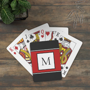 Moderne Monogram Stijlvolle Initiaal Trendy Zwart Pokerkaarten