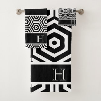 Moderne Monogram stijlvolle zwart-witte badkamer Bad Handdoek