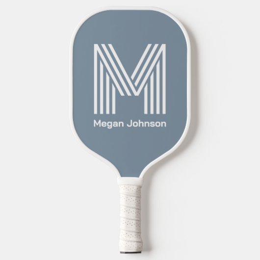 Moderne Monogram Stofblauwe Pickleball Paddle (Voorkant)
