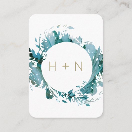 Moderne Monogram Teal RSVP met QR-code Informatiekaartje (Achterkant)