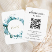 Moderne Monogram Teal RSVP met QR-code Informatiekaartje