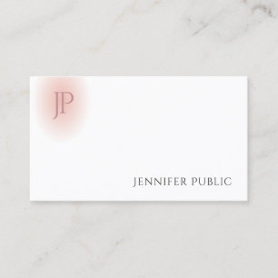 Moderne Monogram Trendige Blush Roze Witte Elegant Visitekaartje