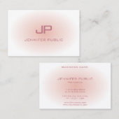 Moderne Monogram Trendy Blush Pink White Sjabloon Visitekaartje (Voorkant / Achterkant)