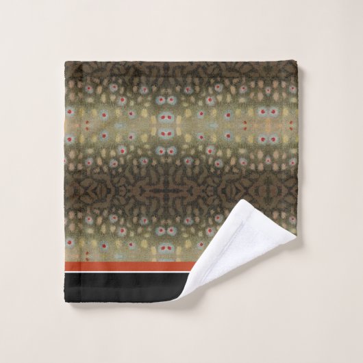 Moderne Monogram Truite Poisson Design Noir Blanc  (Gant de toilette)