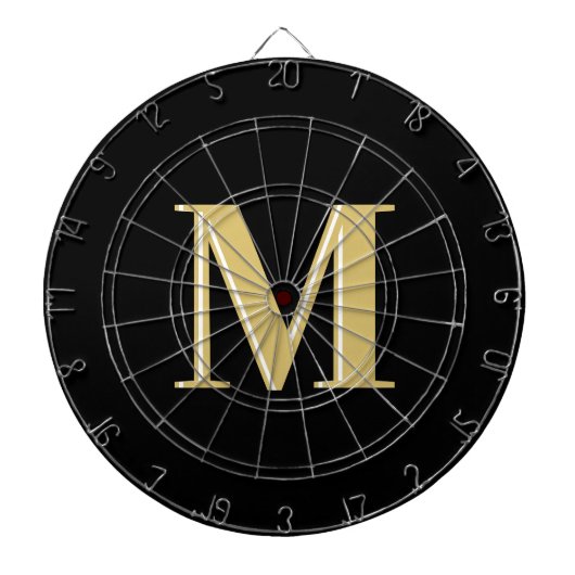 Moderne monogram typografie goud zwart dartbord (Voorkant)