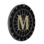 Moderne monogram typografie goud zwart dartbord (Voorkant Links)
