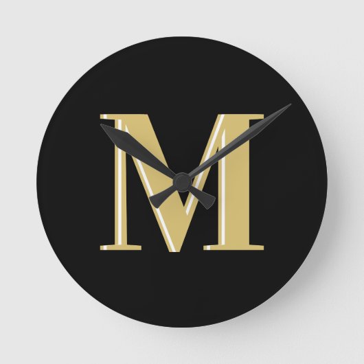 Moderne monogram typografie goud zwart ronde klok (Voorkant)