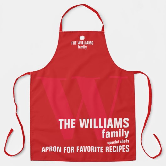 Moderne Monogram Typografie ROOD Schort (Voorkant)