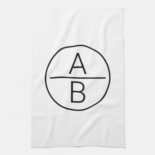 Moderne monogram van twee beginletters theedoek (Verticaal)