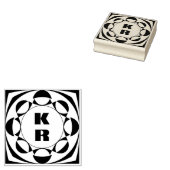 Moderne Monogram Verticale Initiaal Kunststempel Rubberstempel (Gestempeld)
