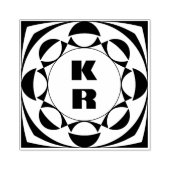 Moderne Monogram Verticale Initiaal Kunststempel Rubberstempel (Afrduk)
