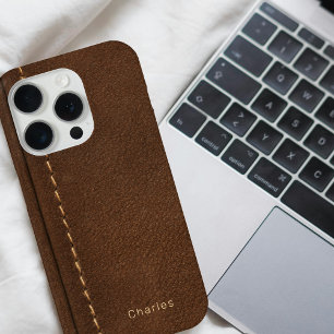 Moderne monogram voor hem Faux Leather iPhone 15 Pro Case