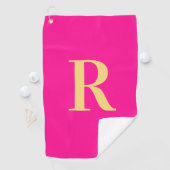 Moderne monogram warm roze golfhanddoek (Insitu)