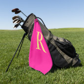 Moderne monogram warm roze golfhanddoek (Groen)