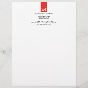 Moderne Monogram White Top Letterhead Briefhoofd Ontwerp