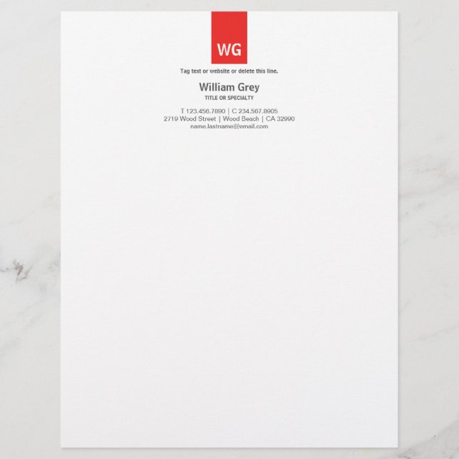 Moderne Monogram White Top Letterhead Briefhoofd Ontwerp (Voorkant)