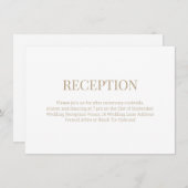 Moderne Monogram Wit Goud Bruiloft Receptie Informatiekaartje (Voorkant / Achterkant)