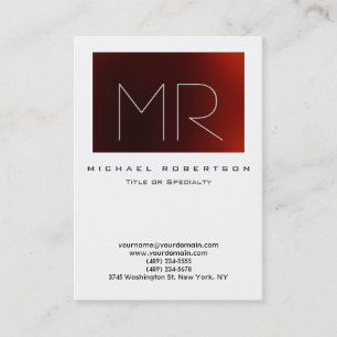 Moderne Monogram wit rood groot Visitekaartje