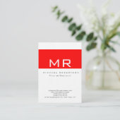 Moderne Monogram wit rood schoon Visitekaartje (Staand voorkant)