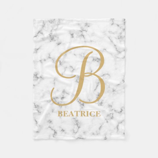 Moderne monogram witte marmer monogram met gemarme fleece deken (Voorkant)