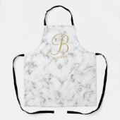 Moderne monogram witte marmer monogram met gemarme schort (Voorkant)