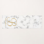 Moderne monogram witte marmer monogram met gemarme yogamat (Achterkant (horizontaal))