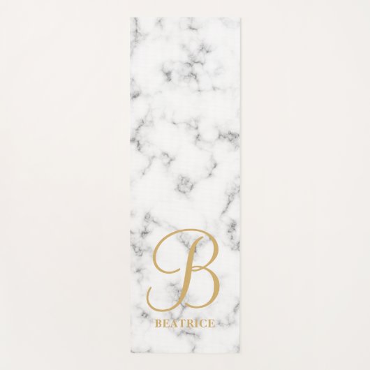Moderne monogram witte marmer monogram met gemarme yogamat (Voorkant)