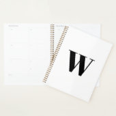 Moderne monogram witte zwarte aangepaste initiaal  planner (Display)