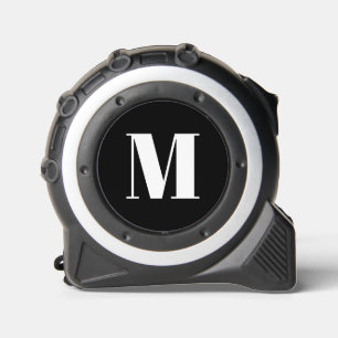 Moderne monogram witte zwarte aangepaste initiaal  rolmaat