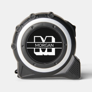 Moderne monogram witte zwarte vetgedrukte initiaal rolmaat