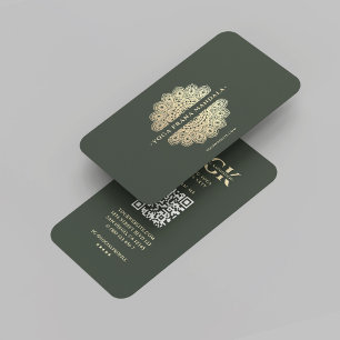 Moderne Monogram Yoga Instructeur Groen Goud Manda Visitekaartje