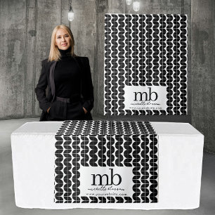Moderne Monogram Zakelijke Tafel Runner Banner Wit Wandkleed