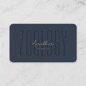 Moderne Monogram Zoologie Zooloog Donkerblauw Goud Visitekaartje (Voorkant)