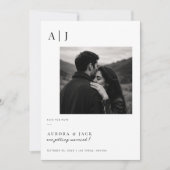 Moderne Monogram Zwart en Wit Foto Save The Date (Voorkant)