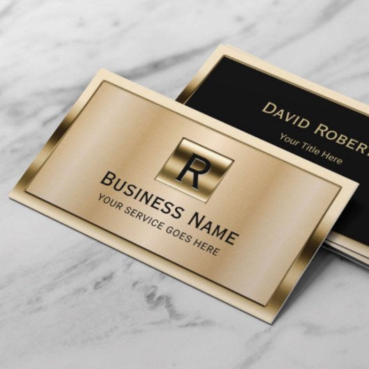 Moderne monogram zwart & goudformaat Professional Visitekaartje