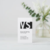 Moderne monogram (zwart) visitekaartje (Staand voorkant)