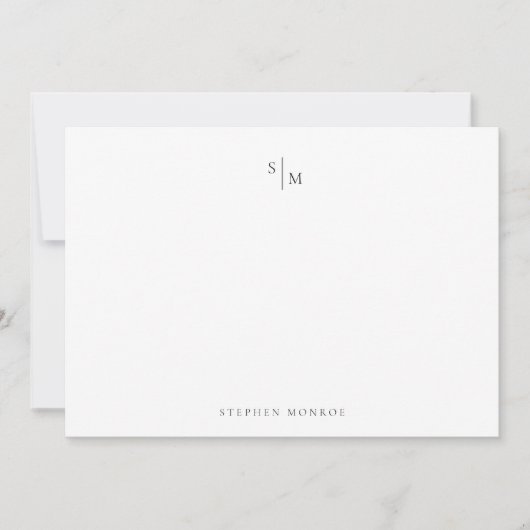 Moderne Monogram zwart-wit Notitiekaartje (Voorkant)