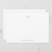 Moderne Monogram zwart-wit Notitiekaartje (Voorkant / Achterkant)