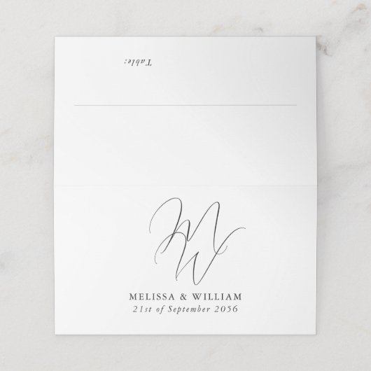 Moderne Monogram Zwart & Wit Trouwen (Buitenkant ongevouwen)