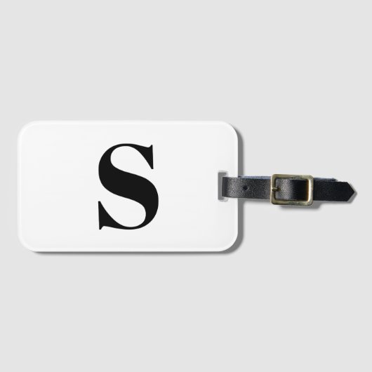 Moderne monogram zwarte witte aangepaste initiaal  bagagelabel (Voorkant (horizontaal))