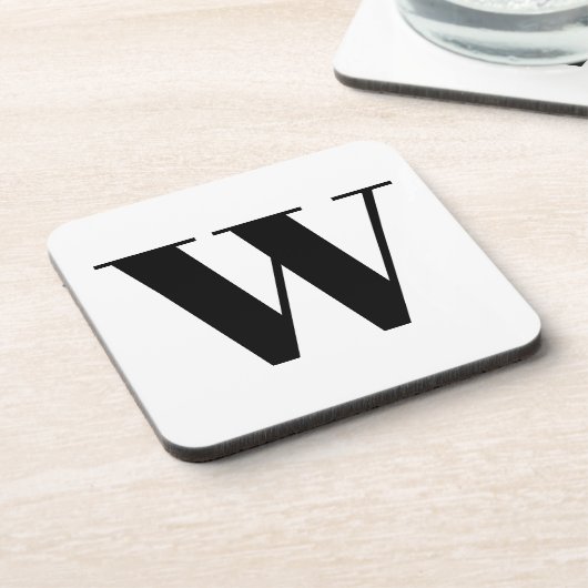 Moderne monogram zwarte witte aangepaste initiaal  bier onderzetter (Linkerzijde)