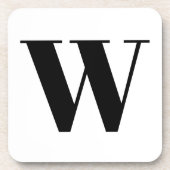 Moderne monogram zwarte witte aangepaste initiaal  bier onderzetter (Voorkant)